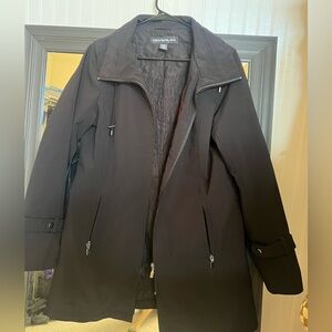 90’s Vintage Kristen Blake Black Trench Coat with Zipper Details